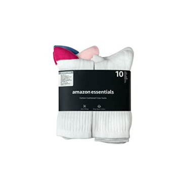 Amazon Essentials Women's Cotton Crew Socks - 10 Pairs