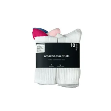 Amazon Essentials Women's Cotton Crew Socks - 10 Pairs