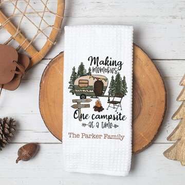 CANARY ROAD Personalized RV Camping Dish Towel | Making Memories Towel | Travel Trailer Gift | Campe...