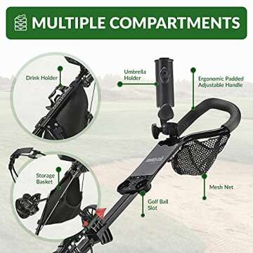 CaddyTek CaddyLite 11.5 V3 3 Wheel Golf Push Cart – Superlite, Lightweight, Easy Fold