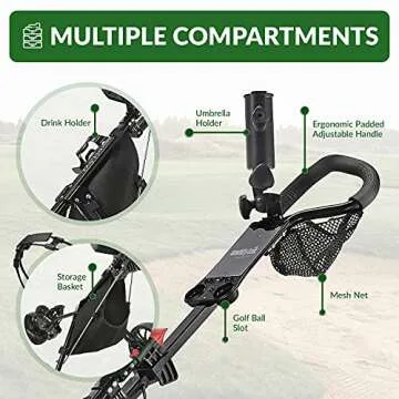 CaddyTek CaddyLite 11.5 V3 3 Wheel Golf Push Cart – Superlite, Lightweight, Easy Fold