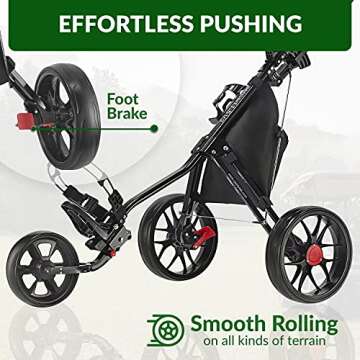 CaddyTek CaddyLite 11.5 V3 3 Wheel Golf Push Cart – Superlite, Lightweight, Easy Fold