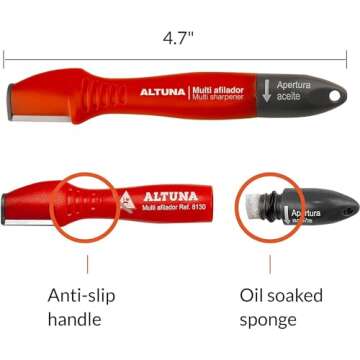 Altuna Pocket Blade Sharpener for Garden Tools with Tungsten Carbide Blade - Universal Tool Sharpener for Pruning Shears, Hedge Scissors, Clippers, Pocket Knives, and More