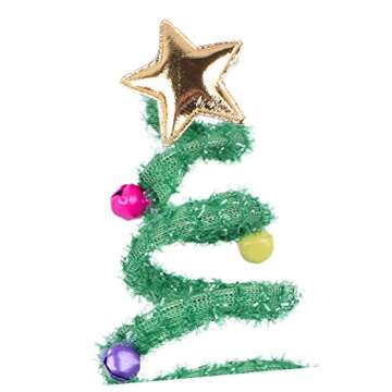 ADJOY Springy Christmas Tree Headband with Bells Santa Headwear - One Size Fits Most