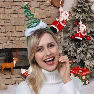 ADJOY Springy Christmas Tree Headband with Bells