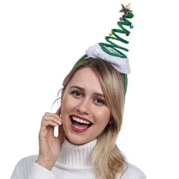ADJOY Springy Christmas Tree Headband with Bells