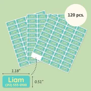 TeddyLabels - Clothing Labels for Nursing Home (120) – Self-Adhesive Name Tags for Clothes and Personal Items. Personalized Labels for Daycare, Nursing Homes, and Laundry Use - Turquoise
