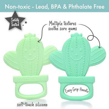 PrimaStella Silicone Cactus Teethers for Infants, Babies and Toddlers - Safety Tested - BPA Free - C...