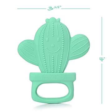 PrimaStella Silicone Cactus Teethers for Infants, Babies and Toddlers - Safety Tested - BPA Free - Cute, Soothing, Easy to Hold - Baby Teether Toy Set of 2 - Green & Neo Mint