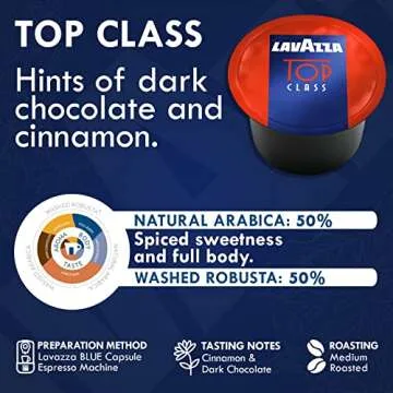 Lavazza Coffee Maker Omnia, Single Serve Espresso Machine with BLUE Top Class 100 ct, for Office Kitchen & Big Home