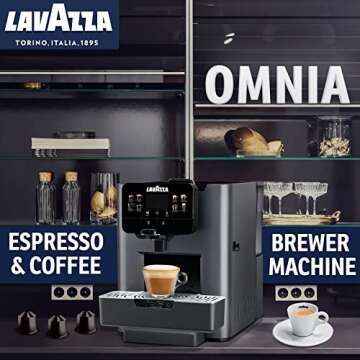 Lavazza Coffee Maker Omnia, Single Serve Espresso Machine with BLUE Top Class 100 ct, for Office Kitchen & Big Home
