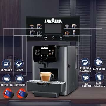 Lavazza Coffee Maker Omnia, Single Serve Espresso Machine with BLUE Top Class 100 ct, for Office Kitchen & Big Home