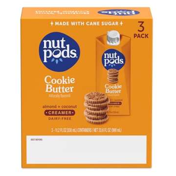 nutpods Cookie Butter Non Dairy Coffee Creamer, Sweetened with Organic Cane Sugar, Made from Almonds and Coconuts, Gluten Free, Non-GMO, Vegan, Kosher, Plant Based (3-Pack)