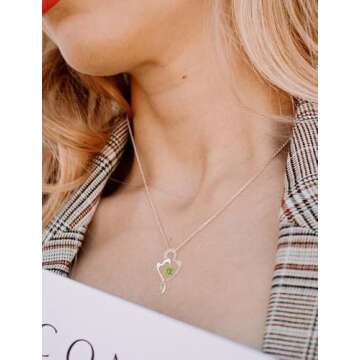 ITS4YEO 925 Sterling Silver A Pair Heart Birthstone Necklaces Zircon Pendant Necklaces for Women Jew...