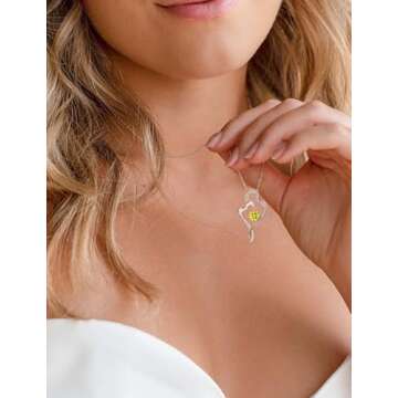 ITS4YEO 925 Sterling Silver A Pair Heart Birthstone Necklaces Zircon Pendant Necklaces for Women Jewelry Gift for Women Wife Her Valentines Gift(June)