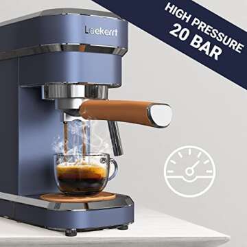 Laekerrt 20 Bar Espresso Maker CMEP01 with Milk Frother Steamer, Home Expresso Coffee Machine for Ca...