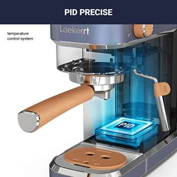 Laekerrt 20 Bar Espresso Maker CMEP01 with Milk Frother Steamer, Home Expresso Coffee Machine for Cappuccino and Latte (Navy Blue, Stainless Steel) Gift for Coffee Lovers, Father