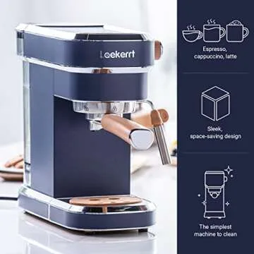 Laekerrt 20 Bar Espresso Maker CMEP01 with Milk Frother Steamer, Home Expresso Coffee Machine for Cappuccino and Latte (Navy Blue, Stainless Steel) Gift for Coffee Lovers, Father