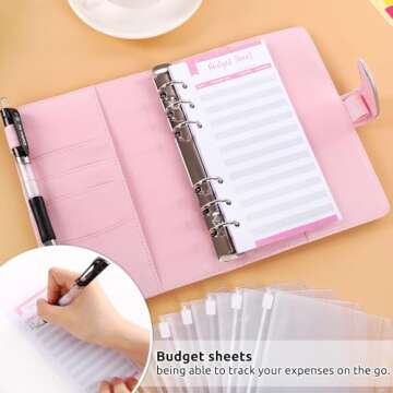 SKYDUE Budget Binder, Money Saving Binder with Zipper Envelopes, Cash Envelopes and Expense Budget Sheets for Budgeting