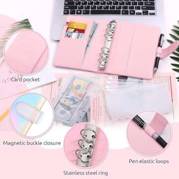 SKYDUE Budget Binder, Money Saving Binder with Zipper Envelopes, Cash Envelopes and Expense Budget Sheets for Budgeting