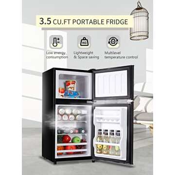KRIB BLING 3.5 Cu.Ft Compact Refrigerator with Freezer - Retro Mini Fridge