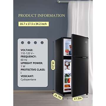 Stylish KRIB BLING 3.5 Cu.Ft Mini Fridge with Freezer