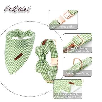 Pettidol Elegant Floral Dog Collar Bow Tie Bandana Set