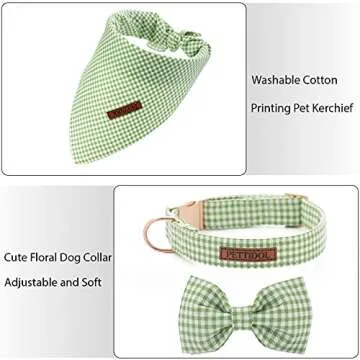 Pettidol Elegant Floral Dog Collar Bow Tie Bandana Set