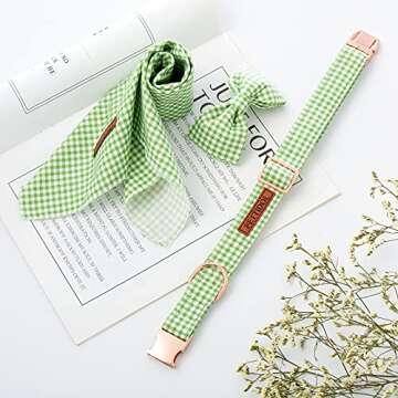 Pettidol Elegant Floral Dog Collar Bow Tie Bandana Set