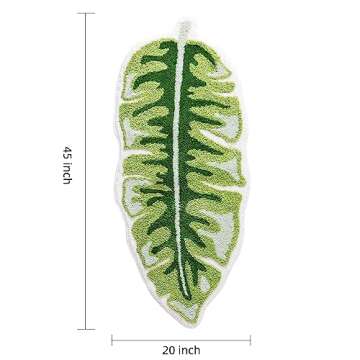 Panstar Green Leaf Bath Mat, Large Banana Leaf Plant Bathroom Runner Rug Non Slip Absorbent Cute Pal...