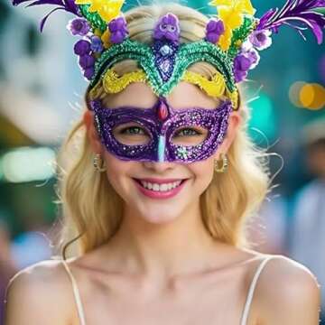 GLOQUAT Mardi Gras Earrings for Women 14k Gold CZ Carnival Holiday Hoop Earrings Fashion Round Circle Hoops Earrings for Women Festive Party Jewelry Gifts Lightweight and Hypoallergenic 25mm