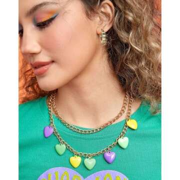 GLOQUAT Mardi Gras Earrings for Women 14k Gold CZ Carnival Holiday Hoop Earrings Fashion Round Circle Hoops Earrings for Women Festive Party Jewelry Gifts Lightweight and Hypoallergenic 25mm