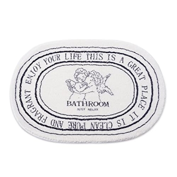 Plush Black White Bathroom Rugs Absorbent Non-Slip 20x32