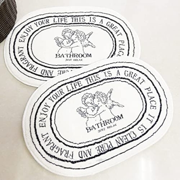 Plush Black White Bathroom Rugs Absorbent Non-Slip 20x32