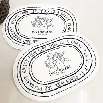 Plush Black White Bathroom Rugs Absorbent Non-Slip 20x32