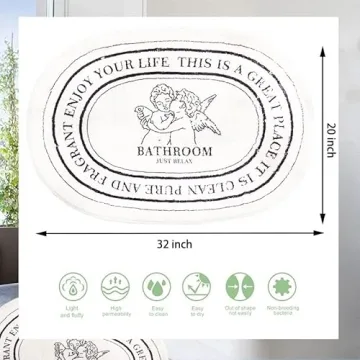 Plush Black White Bathroom Rugs Absorbent Non-Slip 20x32