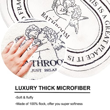 Plush Black White Bathroom Rugs Absorbent Non-Slip 20x32