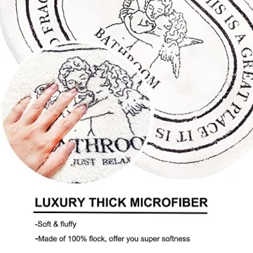 Plush Black White Bathroom Rugs Absorbent Non-Slip 20x32