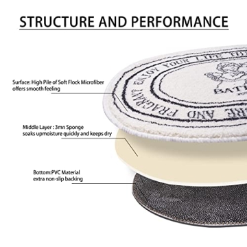 Plush Black White Bathroom Rugs Absorbent Non-Slip 20x32