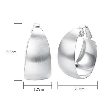 Yoursfs Silver Clip Thick Hoop Earrings For Women Clip On Platinum Plated Non Pierced Ears 35mm Larg...