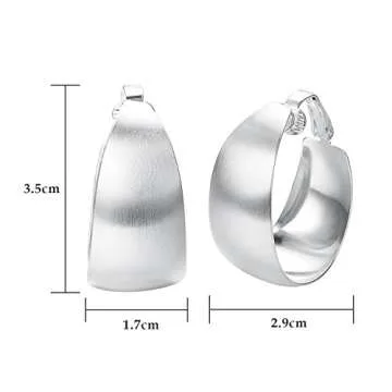 Yoursfs Silver Clip Thick Hoop Earrings For Women Clip On Platinum Plated Non Pierced Ears 35mm Larg...