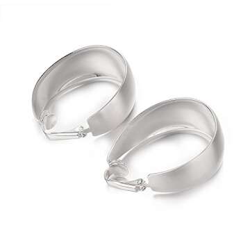 Yoursfs Silver Clip Thick Hoop Earrings For Women Clip On Platinum Plated Non Pierced Ears 35mm Large Earring