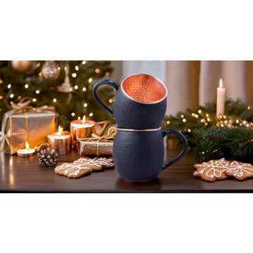 STAGLIFE 16 Oz Black Matte Moscow Mule Mugs Pure Copper Cups for Drinking Gifts for Him on Anniversary Genuine Copper Mugs for Moscow Mules Hammered Solid Unlined Cup Mug Set of 2