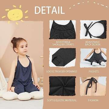Darkyazi Baby Summer Jumpsuits for Girls Kids Cute Backless Harem Strap Romper Jumpsuit Toddler Pants Size 2-8Y (2T, Black)