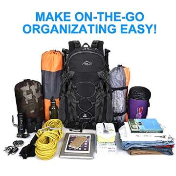 INOXTO lightweight Hiking Backpack 35L/40L Hiking Daypack with Waterproof Rain Cover Camping Backpack for Travel Camping Outdoor for Men and Women (35L Black)