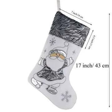 Classic White Silvery Christmas Stockings Set of 2