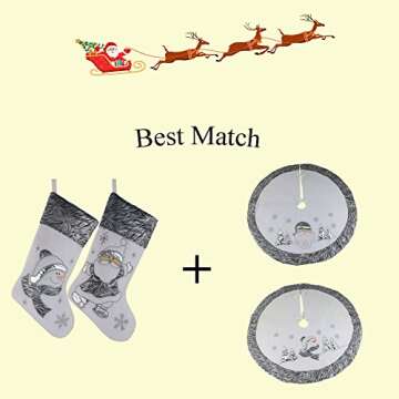 Classic White Silvery Christmas Stockings Set of 2