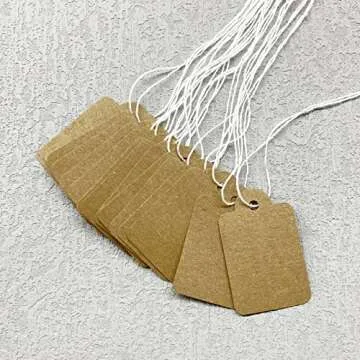 200Pcs Marking Tags Kraft Price Tags, Kraft Price Labels Display Tags with String Attached,Paper Hang Tags Writable Tags,Display Label for Crafts Clothing Jewelry Tags 1.9 × 1.2 Inches