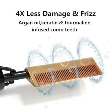 DAN Technology Hot Comb, 500, 60 Min Auto-Off, 7 Temperatures Adjustable Ceramic Hair Straightener Comb, for Black Hair, Professional hot Combs for Natural Black Hair