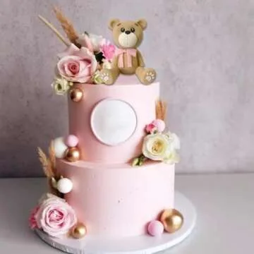 3D Bear Cake Toppers Bear Cake Decorations for Boy Girl Baby Shower Birthday Party Supplies (pink)
